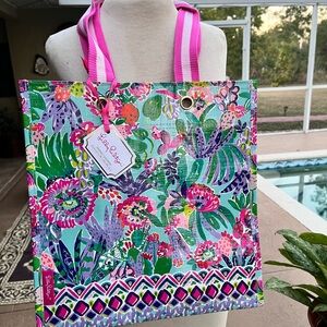 Lilly Pulitzer Tropical Floral Tote - Pink and Green